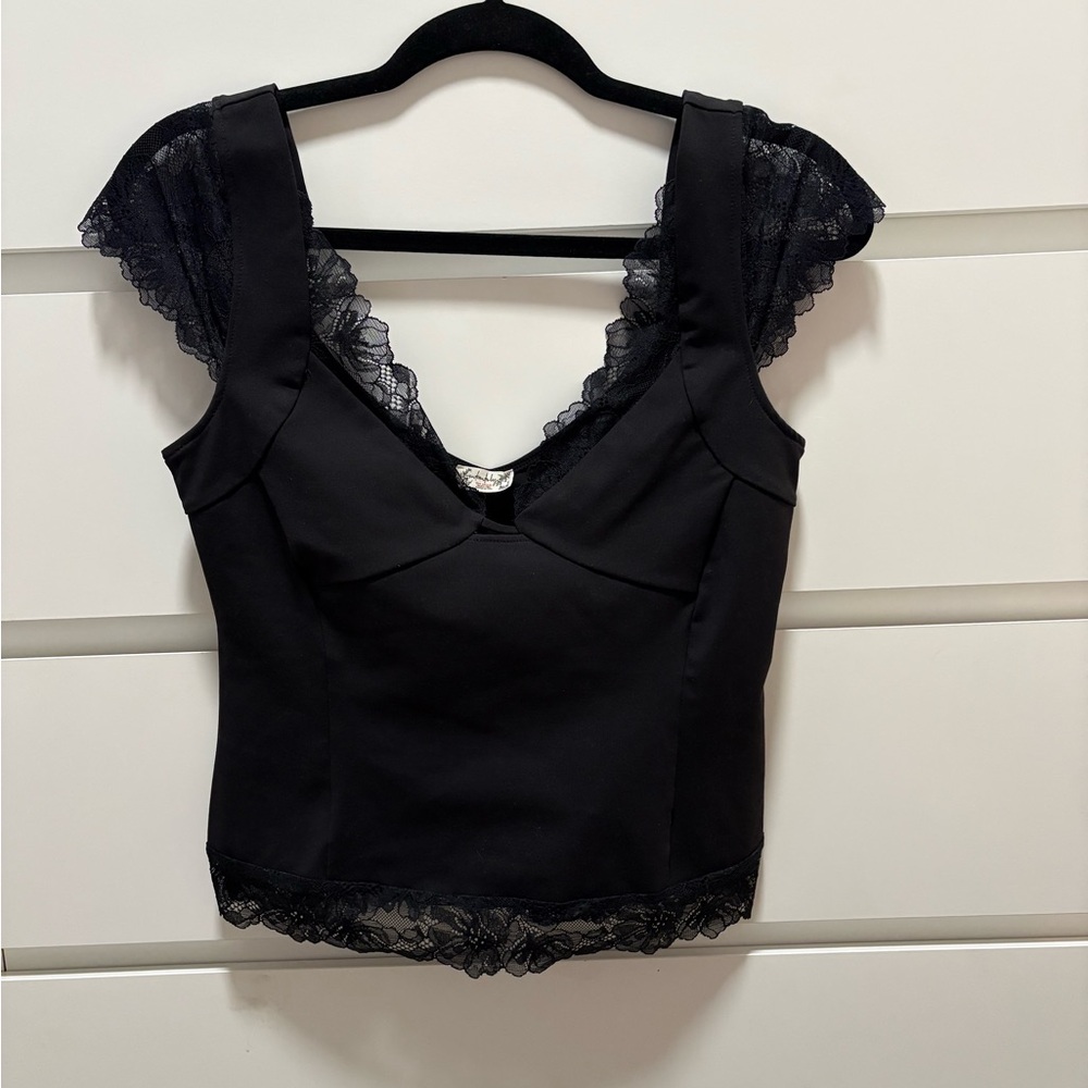Free People Intimately Black Lace Top